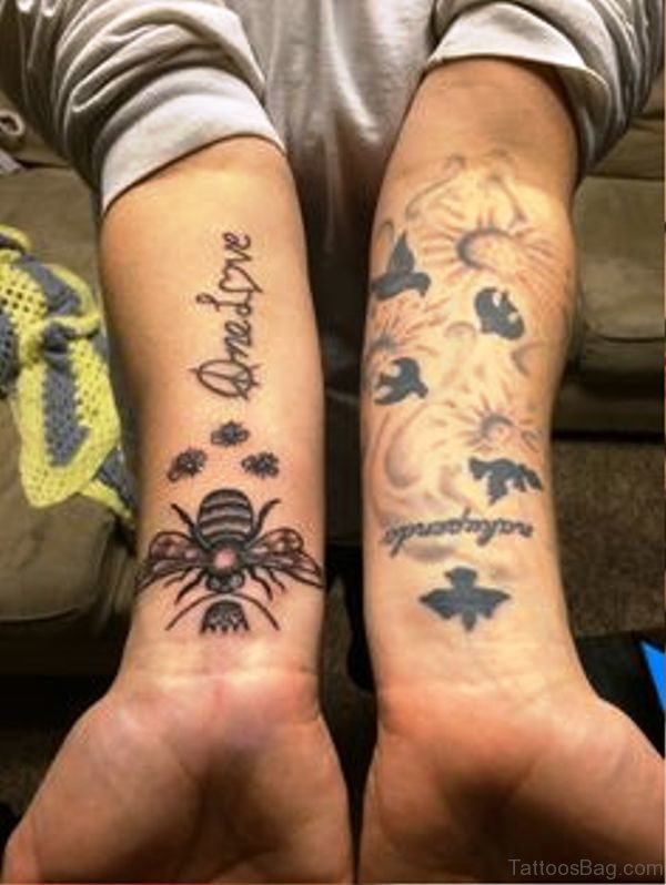 Realistic Bee Tattoo On Wrist