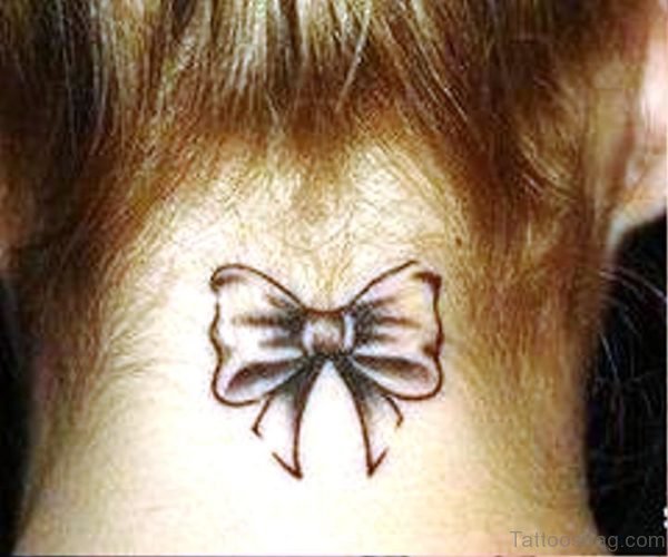 Picture Of Bow Tattoo On Neck