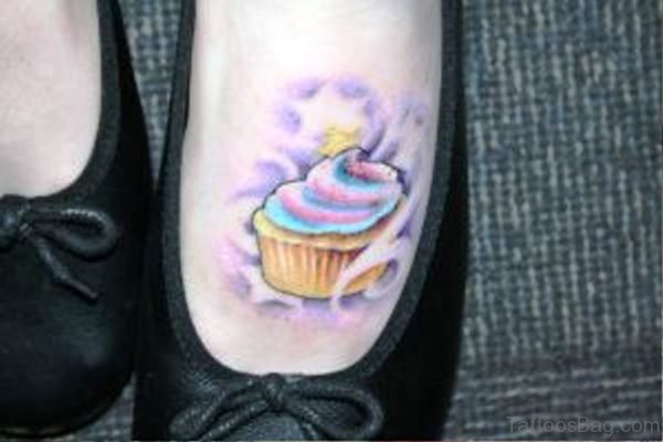 Picture Of Cupcake Tattoo On Foot