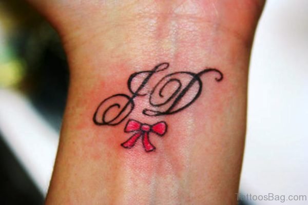 Pink Bow With Letters Design