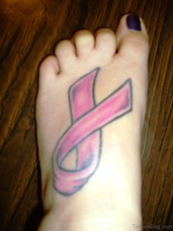 Pink Cancer Ribbon Tattoo