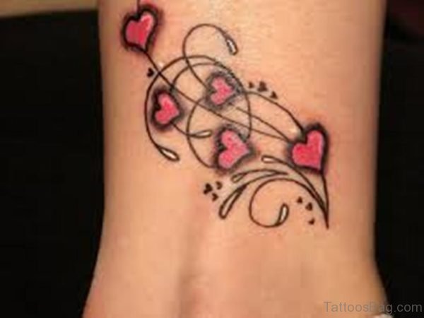 Pink Heart Tattoo 