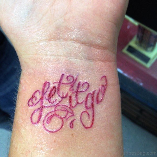 Pink Let It Be Tattoo On Wrist