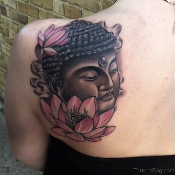 Pink Lotus And Buddha Tattoo 