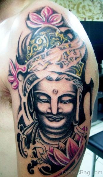 Pink Lotus And Buddha Tattoo
