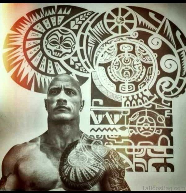 Polynesian Samoan Tattoo On Rock Shoulder