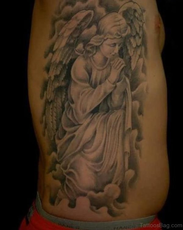 Praying Angel Tattoo On Side Rib