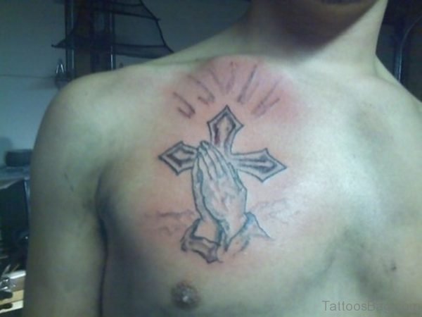 Praying Hands And Cross Tattoo 