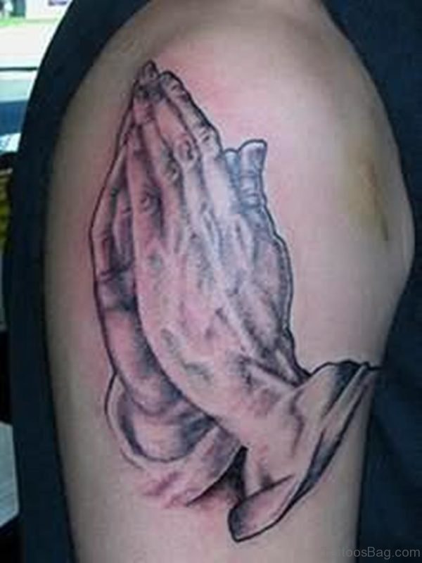 Praying Hands Shoulder Tattoo Design