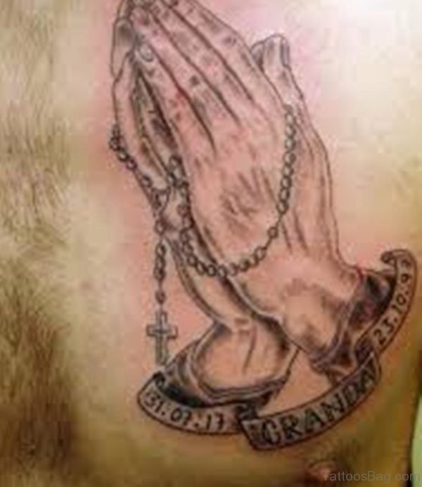 Praying Hands Tattoo on Chest