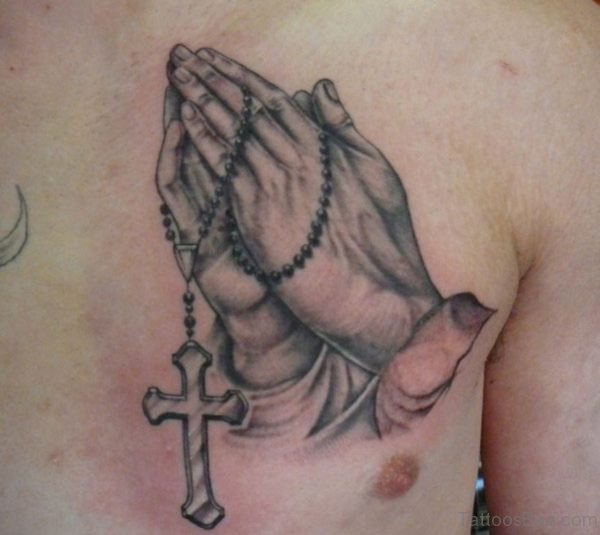 Praying Hands With Cross Tattoo