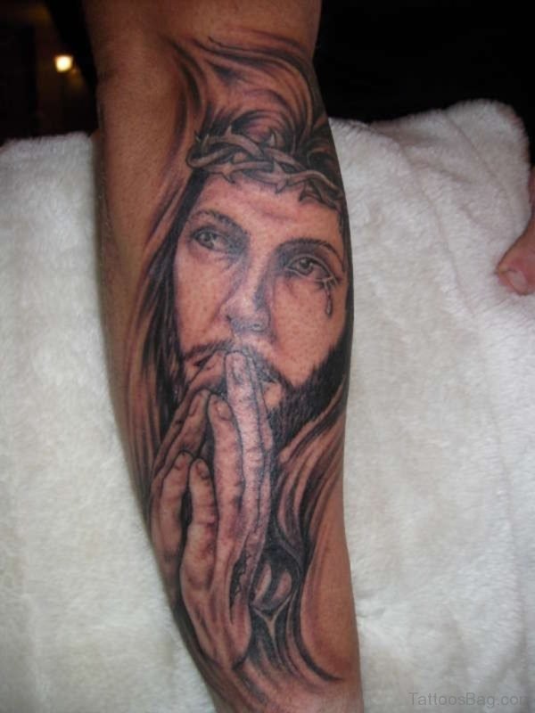 Praying Jesus Tattoo On Forearm