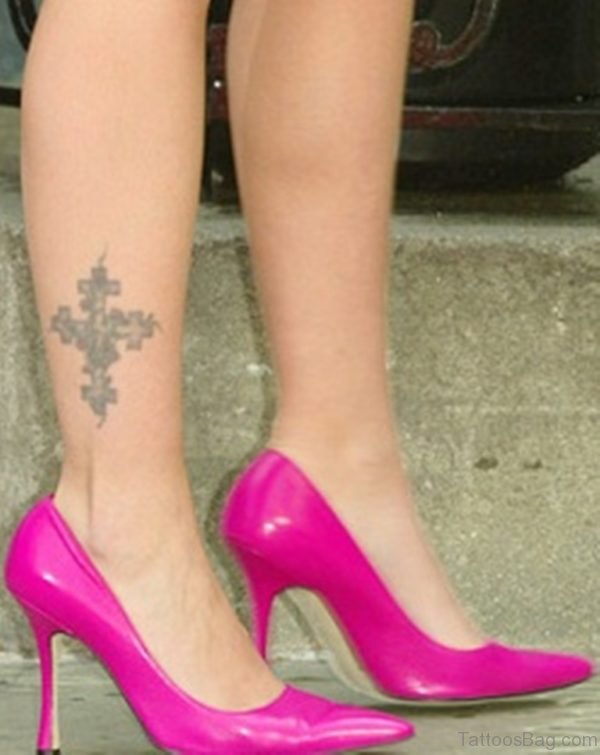 Pretty Cross Ankle Tattoo