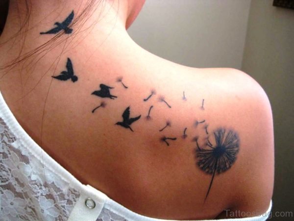 Pretty Dandelion Tattoo On Shoulder