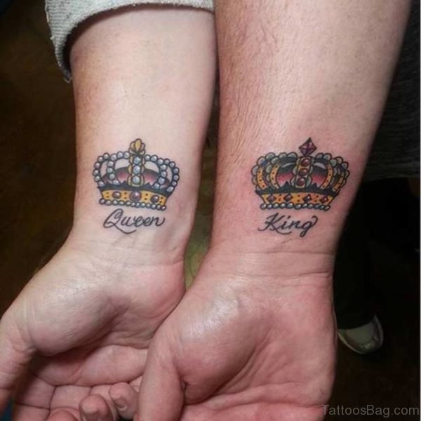 Pretty King And Queen Crown Tattoo