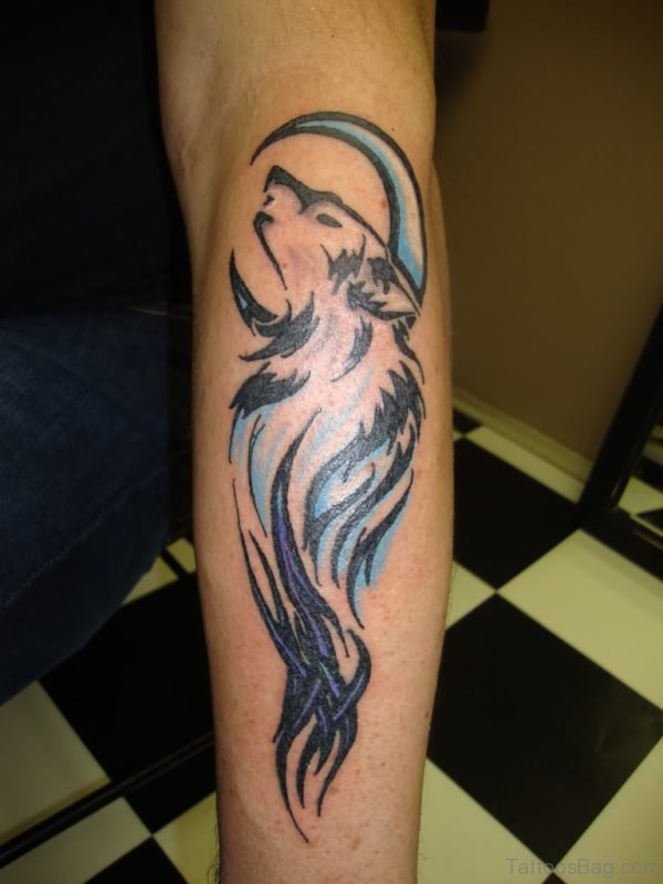 Proud Tribal Wolf Tattoo On Arm