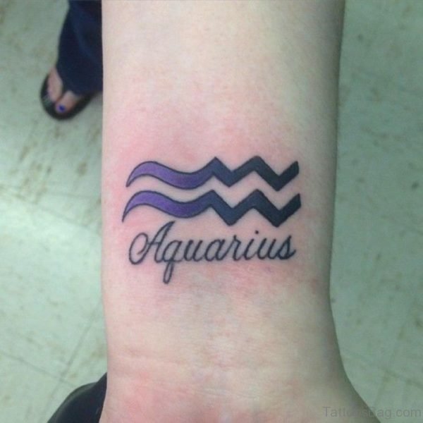 Purple Aquarius Wrist Tattoo