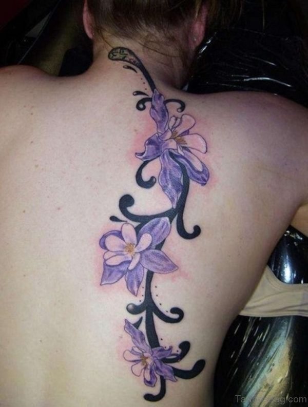 Purple Vine Neck Tattoo