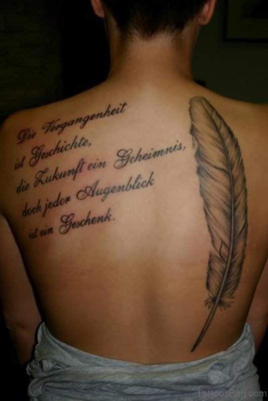 Quote And Feather Tattoo
