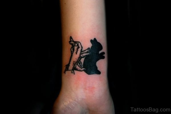 Rabbit Black Tattoo On Wrist