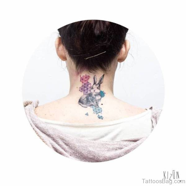 Rabbit Tattoo Design On Neck Back