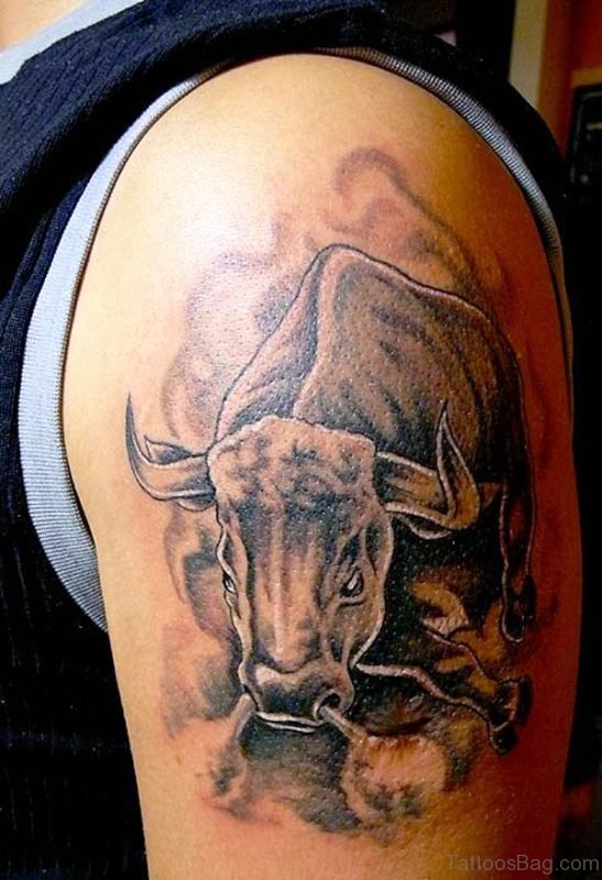 Raging Bull Tattoo On Shoulder