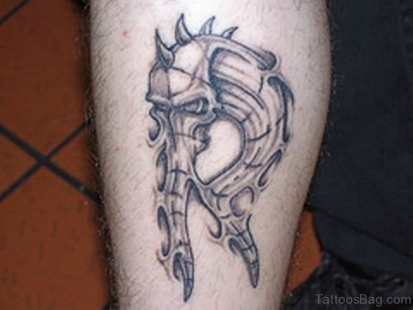 Real Biomechanical Tattoo On Leg