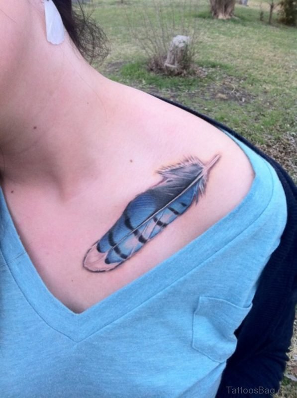Realistic Bird Feather Tattoo