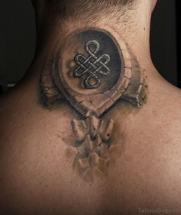 Realistic Celtic Knot Tattoo On Neck