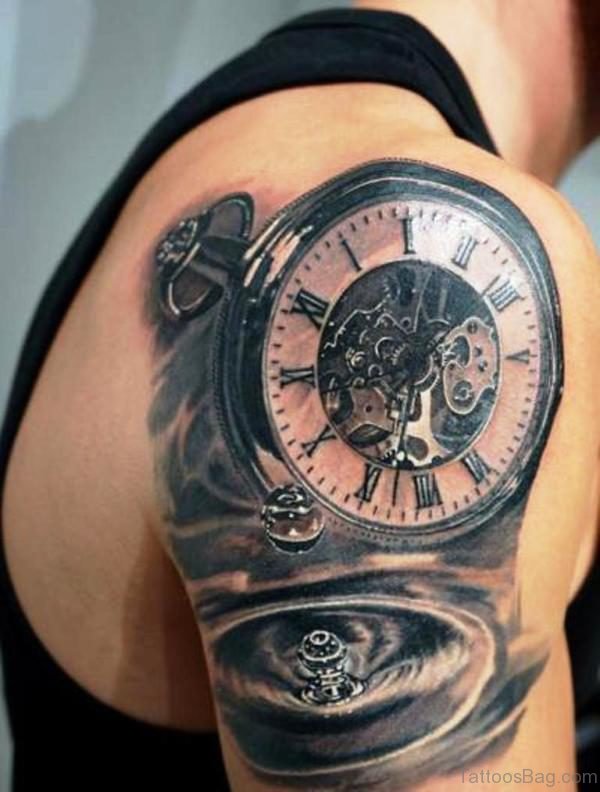 Realistic Clock Tattoo Design 