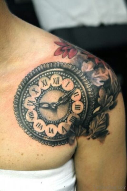Realistic Cracked Clock Tattoo