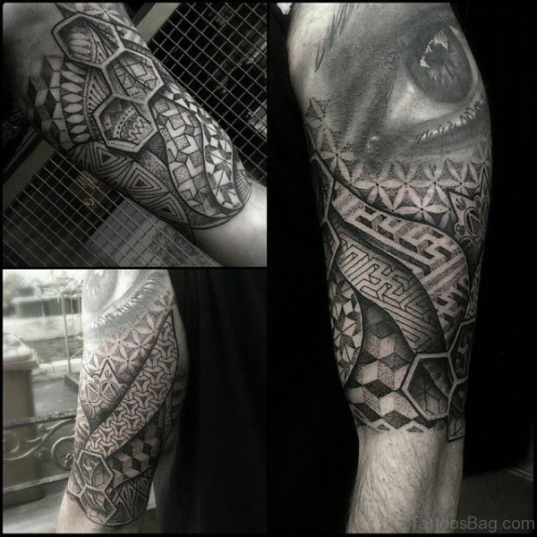 Realistic Half Sleeves Shoulder Tattoo Design