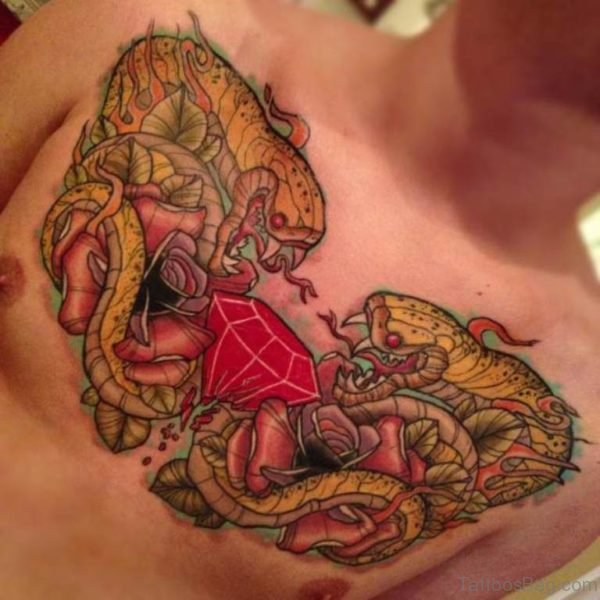 Red Diamond And Snake Tattoo
