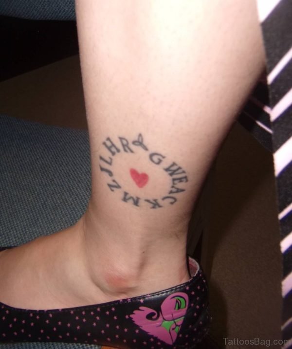 Red Heart Tattoo On Ankle