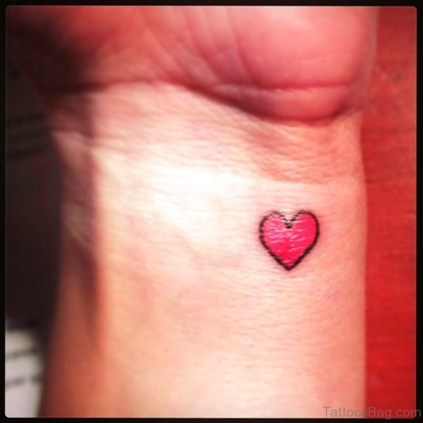 Red Heart Tattoo On Wrist