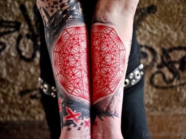 Red Ink Mandala Tattoo 