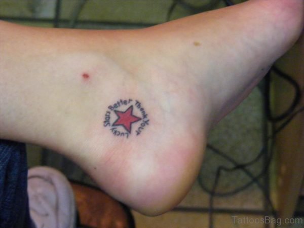 Red Star Tattoo On Ankle
