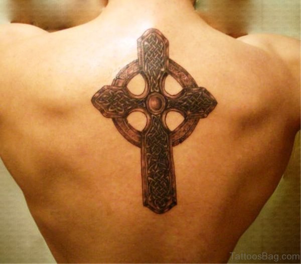 Religious Celtic Cross Tattoo On Back