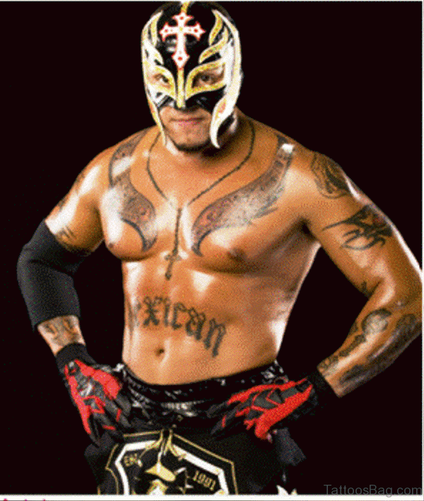 Rey Mysterio Rosary Neck Tattoo