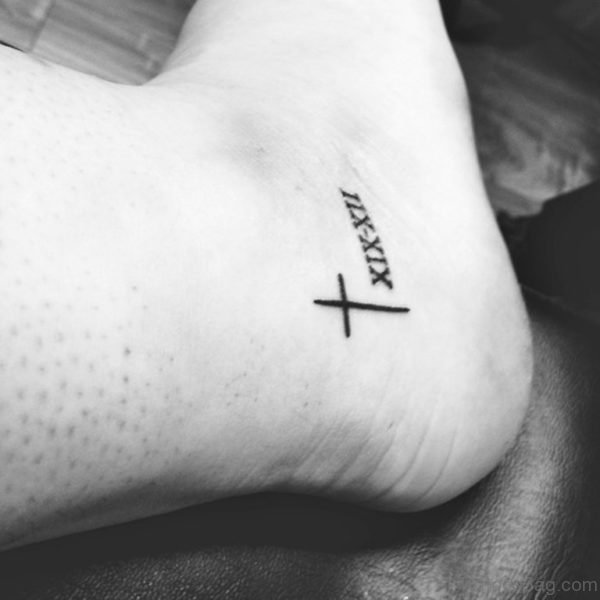 Roman Number And Cross Tattoo