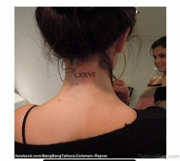 Roman Numeral Tattoo On Neck Back
