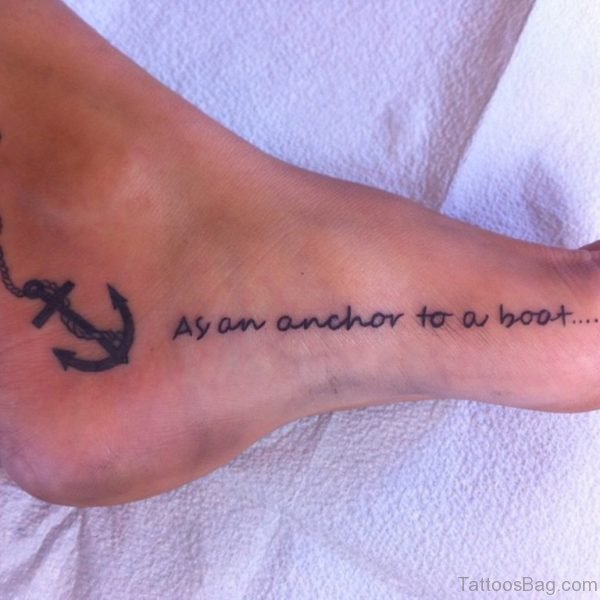 Rope Anchor n Wording Tattoo On Foot