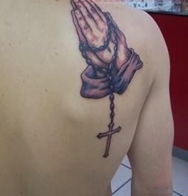 Rosary And Praying Hands Tattoo 