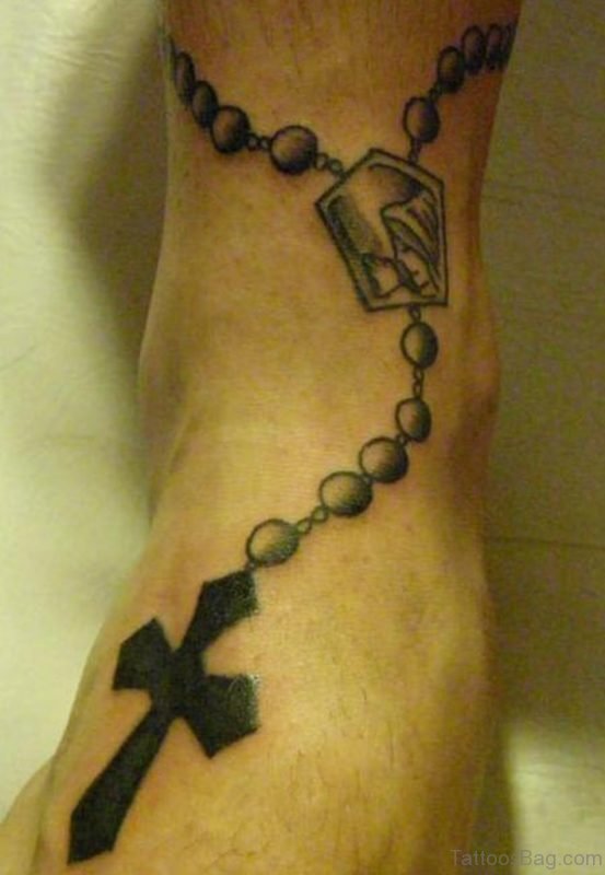 Rosary Beads And Cross Tattoo
