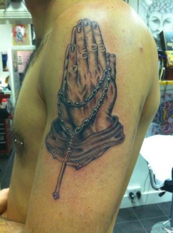 Rosary Praying Hands Tattoo Design