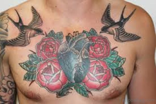 Rose And Birds Tattoo 