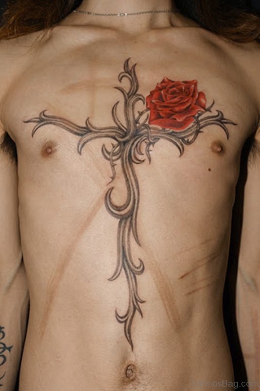 Rose And Cross Tattoo