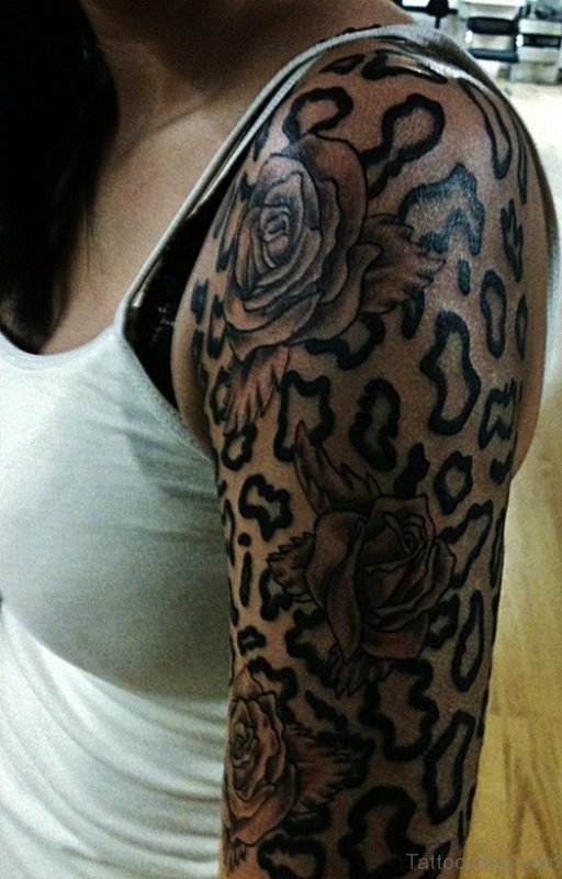 Rose And Leopard Print Tattoo