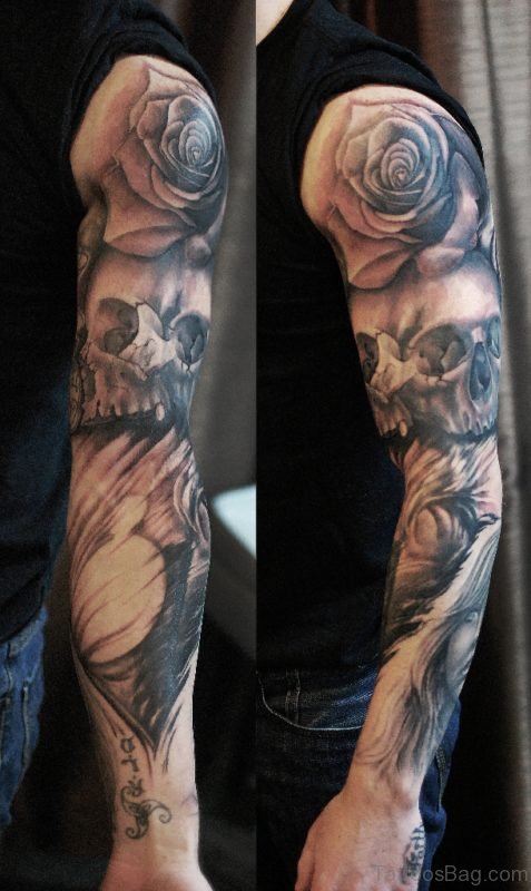 Rose And Skull Tattoo Design 