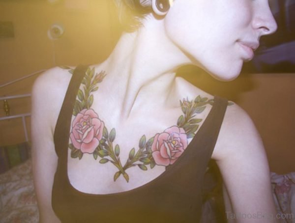 Rose Flower Chest Tattoo